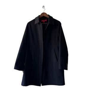 AK Anne Klein Women's M Black Long Dress Coat Split Lined Trench Hidden Placket